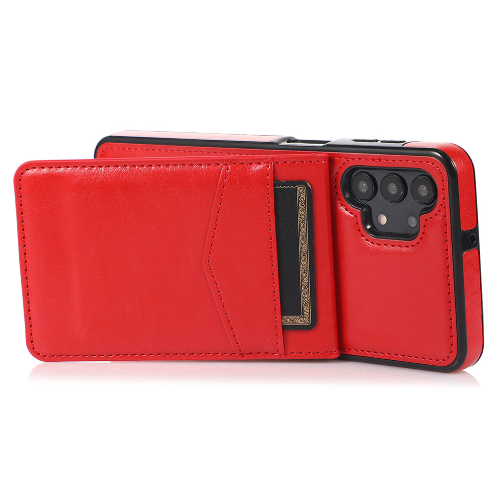 For Samsung Galaxy A32 5G / M32 5G Card Holder Phone Case Kickstand Leather Coated TPU Cover