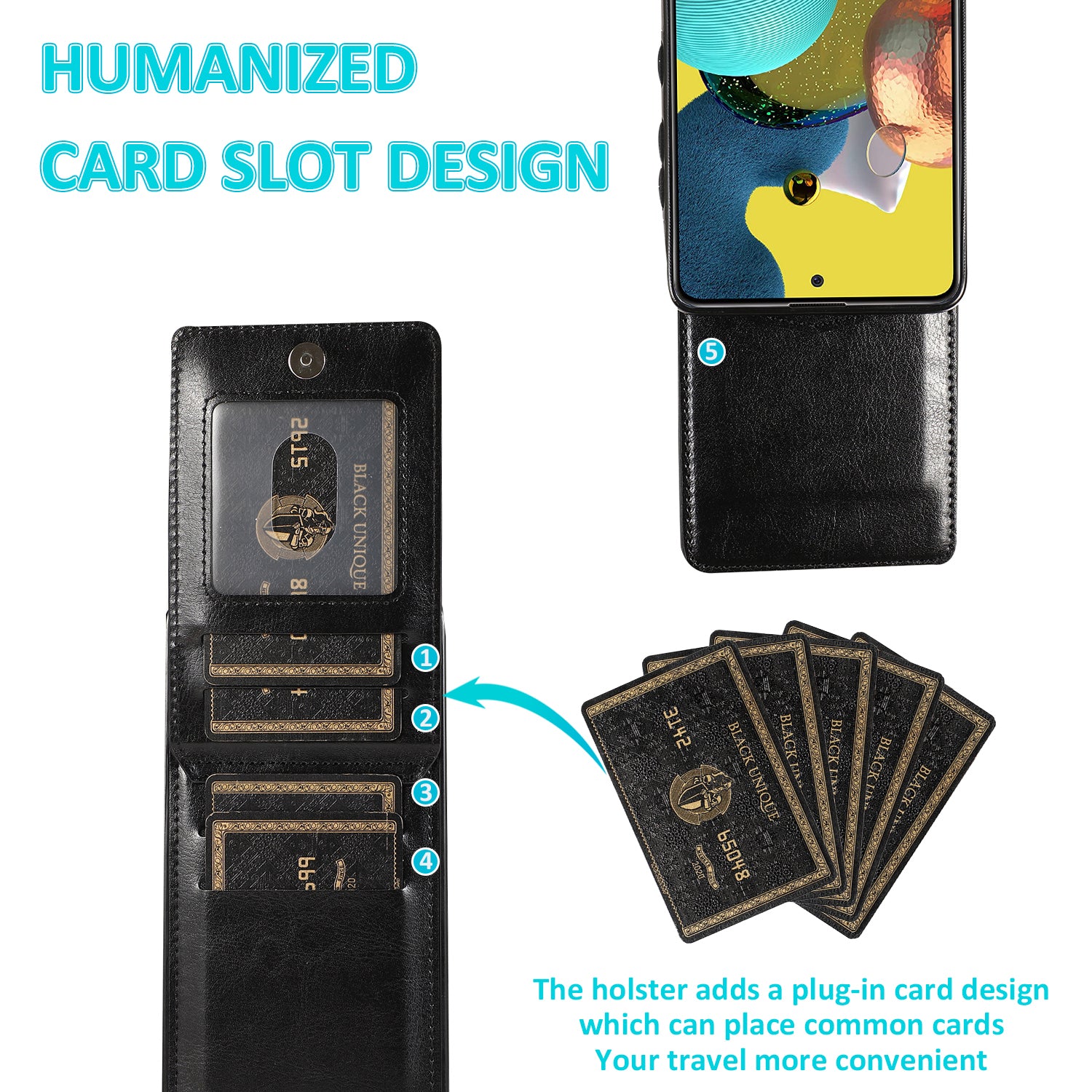 For Samsung Galaxy A51 4G SM-A515 PU Leather TPU Phone Case Cover with Card Holder and Kickstand