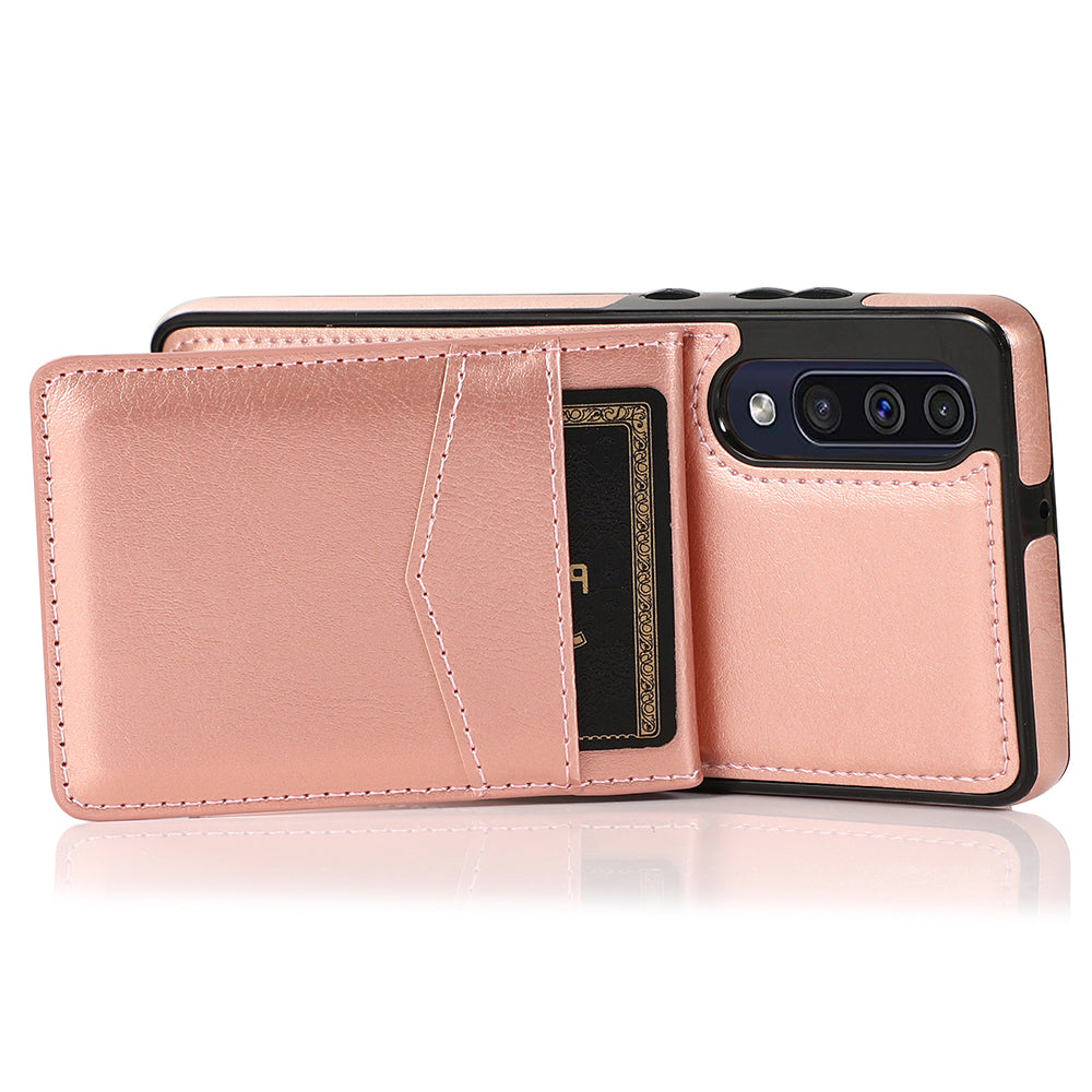 For Samsung Galaxy A30s / A50 / A50s Anti-Dust Cover Card Holder PU Leather TPU Phone Case with Kickstand