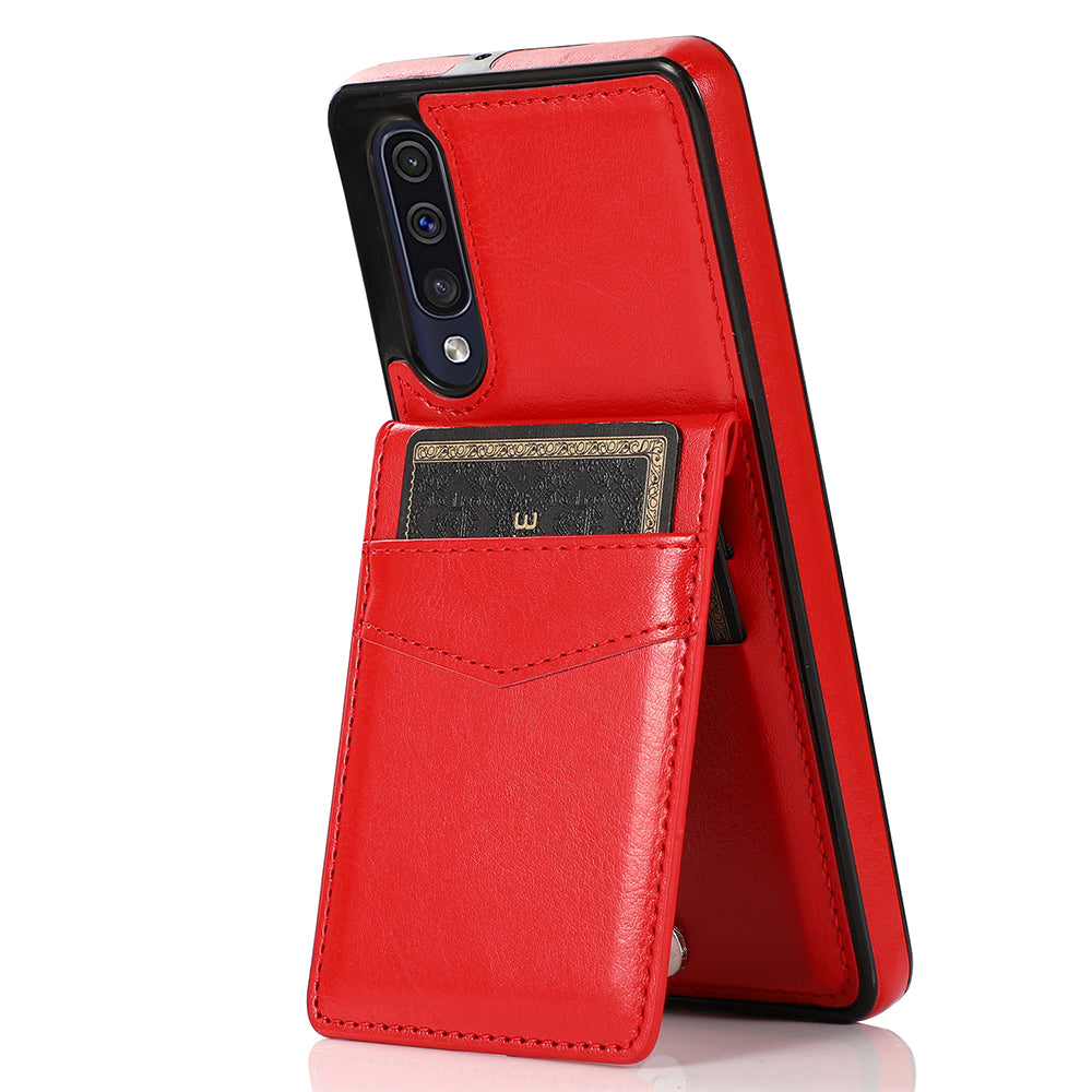 For Samsung Galaxy A30s / A50 / A50s Anti-Dust Cover Card Holder PU Leather TPU Phone Case with Kickstand