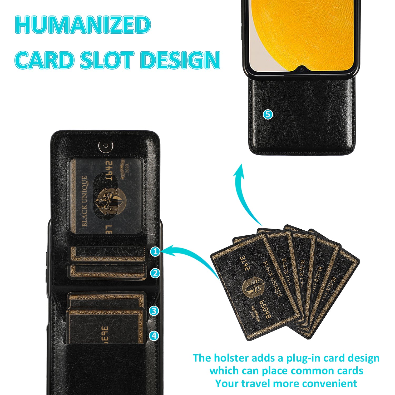 For Samsung Galaxy A13 5G / 4G Phone Cover Card Holder PU Leather TPU Kickstand Mobile Phone Case