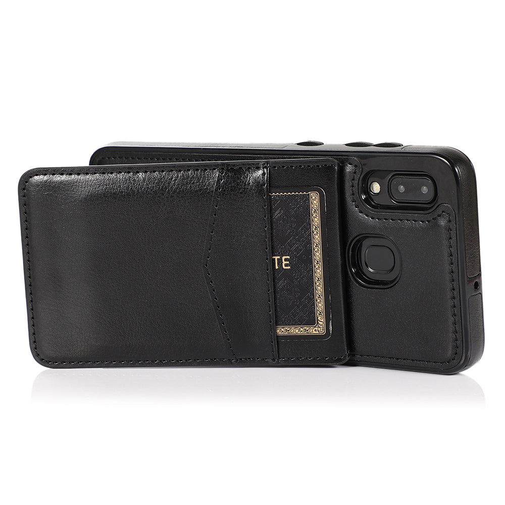 Phone Case for Samsung Galaxy A20 / A30 / M10s Card Holder Leather Coated TPU Kickstand Cover