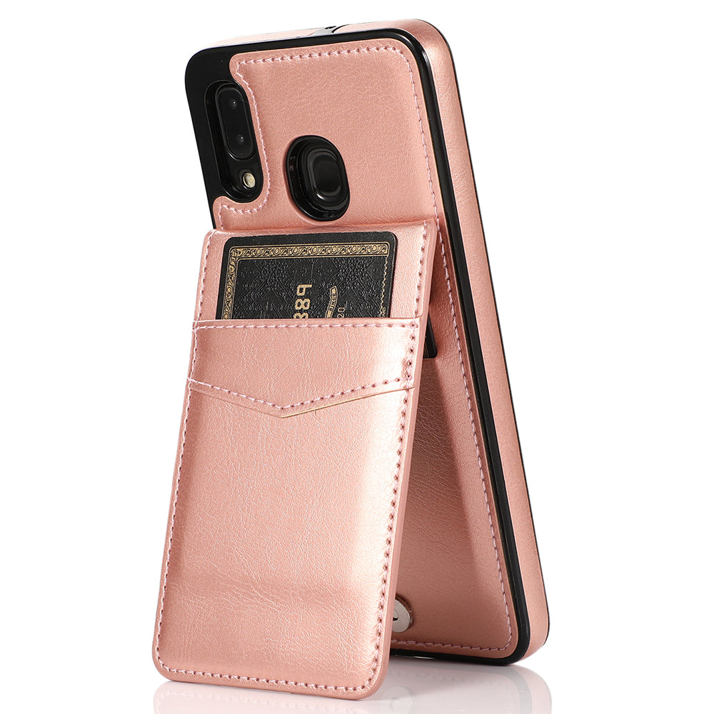 Phone Case for Samsung Galaxy A20 / A30 / M10s Card Holder Leather Coated TPU Kickstand Cover