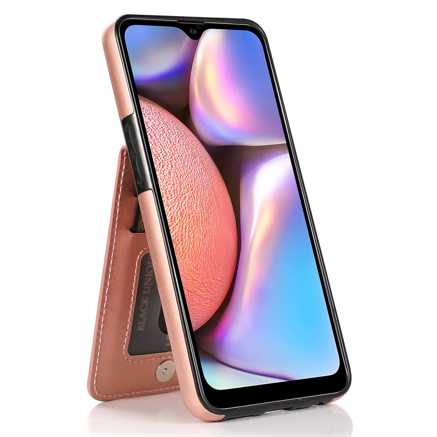 For Samsung Galaxy A40 Leather Coated TPU Case Phone Cover with Kickstand Card Slots