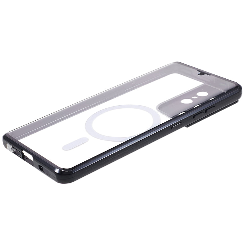 For Samsung Galaxy S21 Ultra 5G Magnetic Phone Case Metal Frame Tempered Glass Matte PC Phone Cover
