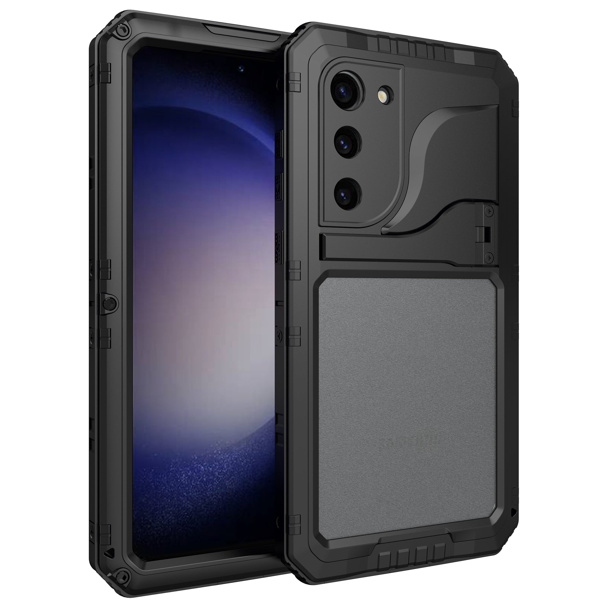 For Samsung Galaxy S23 IP68 Waterproof Defender Case Metal Silicone Kickstand Phone Cover with Screen Protector