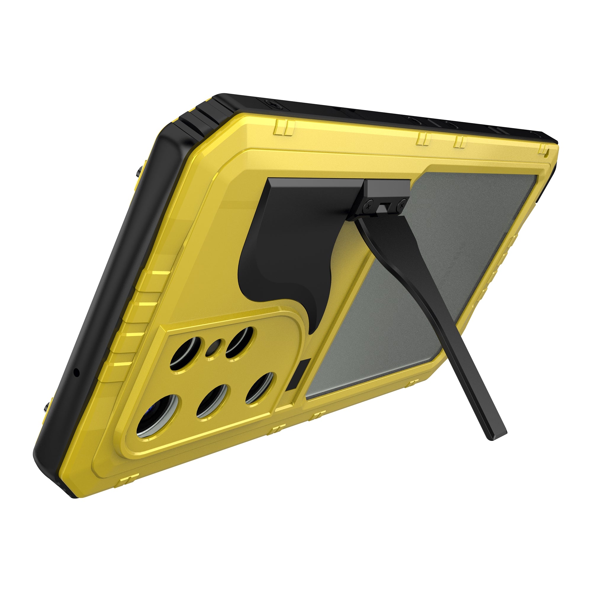 For Samsung Galaxy S23 Ultra IP68 Waterproof Case Kickstand Metal Silicone Protective Phone Cover with Screen Protector