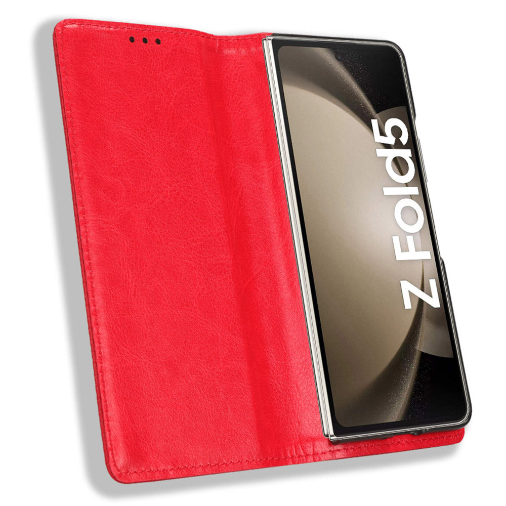 Stand Phone Case for Samsung Galaxy Z Fold5 5G Retro PU Leather Phone Cover with Pen Slot