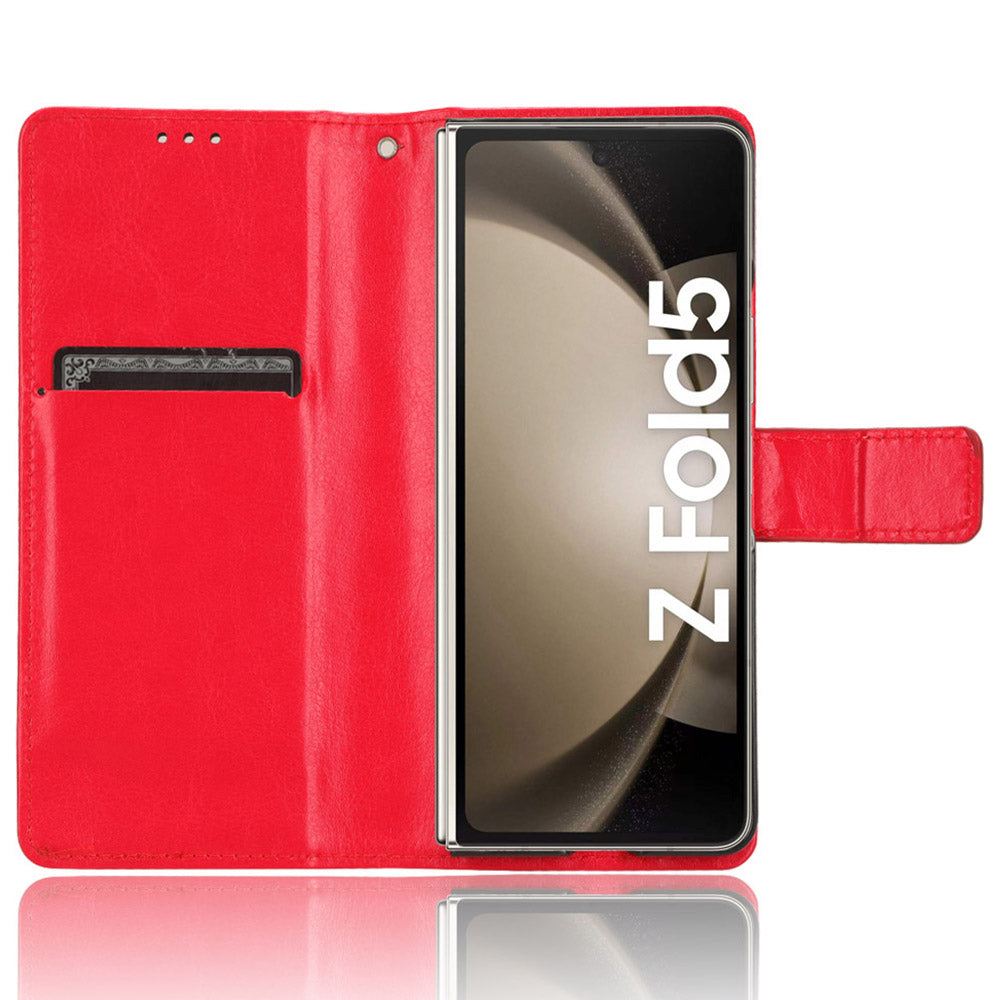Phone Cover for Samsung Galaxy Z Fold5 5G Leather Wallet Crazy Horse Texture Stand Case with Pen Slot