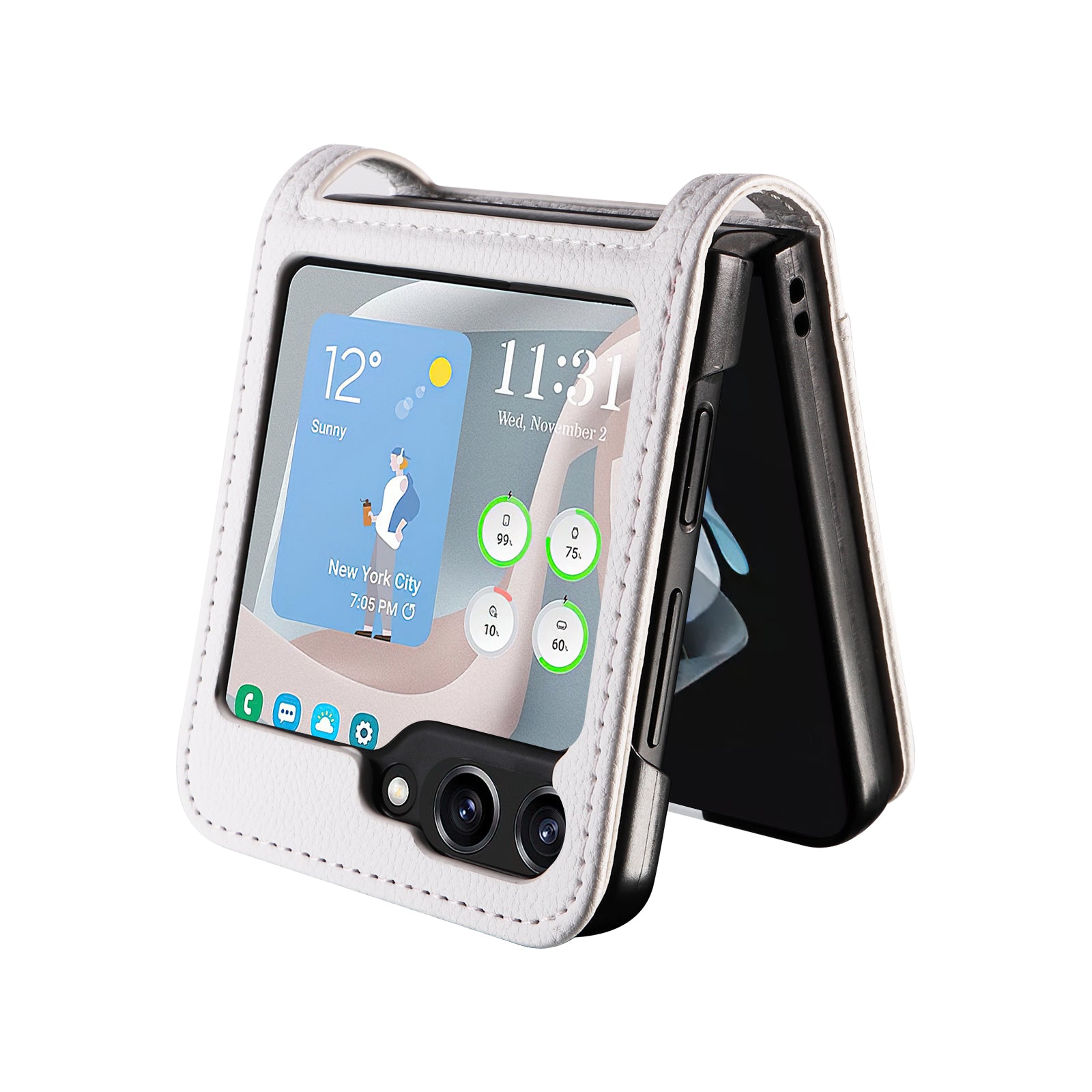 Pro Samsung Galaxy Z Flip5 5G Litchi Texture Jednodílné pouzdro na telefon PU kožený kryt slotu PC karty