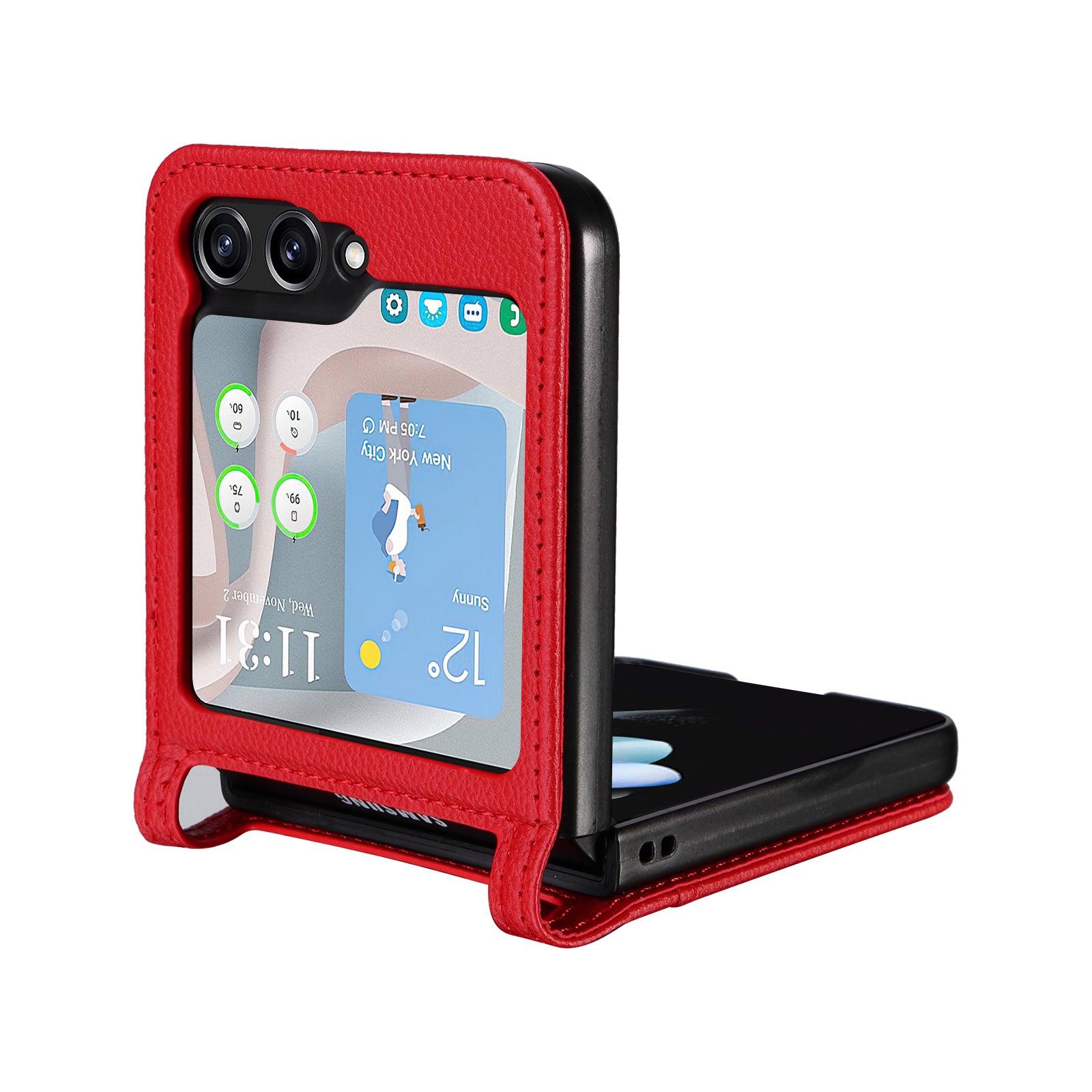 Pro Samsung Galaxy Z Flip5 5G Litchi Texture Jednodílné pouzdro na telefon PU kožený kryt slotu PC karty