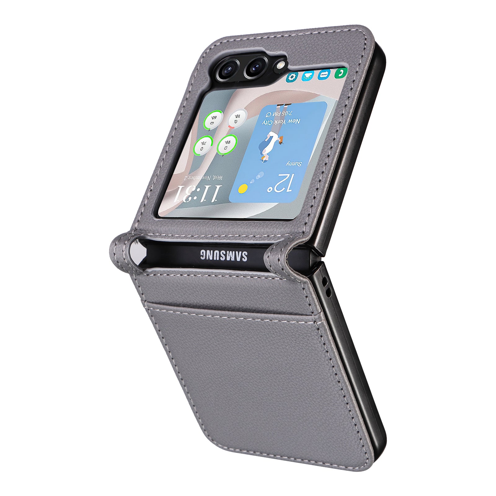 Pro Samsung Galaxy Z Flip5 5G Litchi Texture Jednodílné pouzdro na telefon PU kožený kryt slotu PC karty