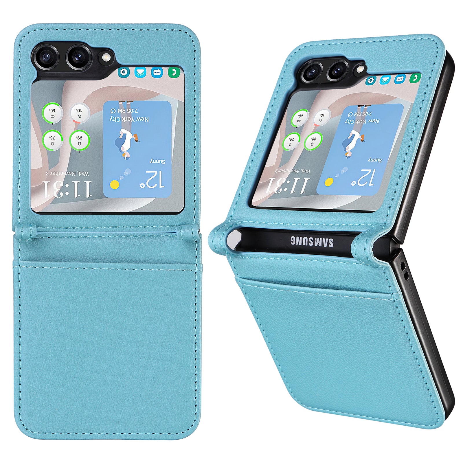 Pro Samsung Galaxy Z Flip5 5G Litchi Texture Jednodílné pouzdro na telefon PU kožený kryt slotu PC karty