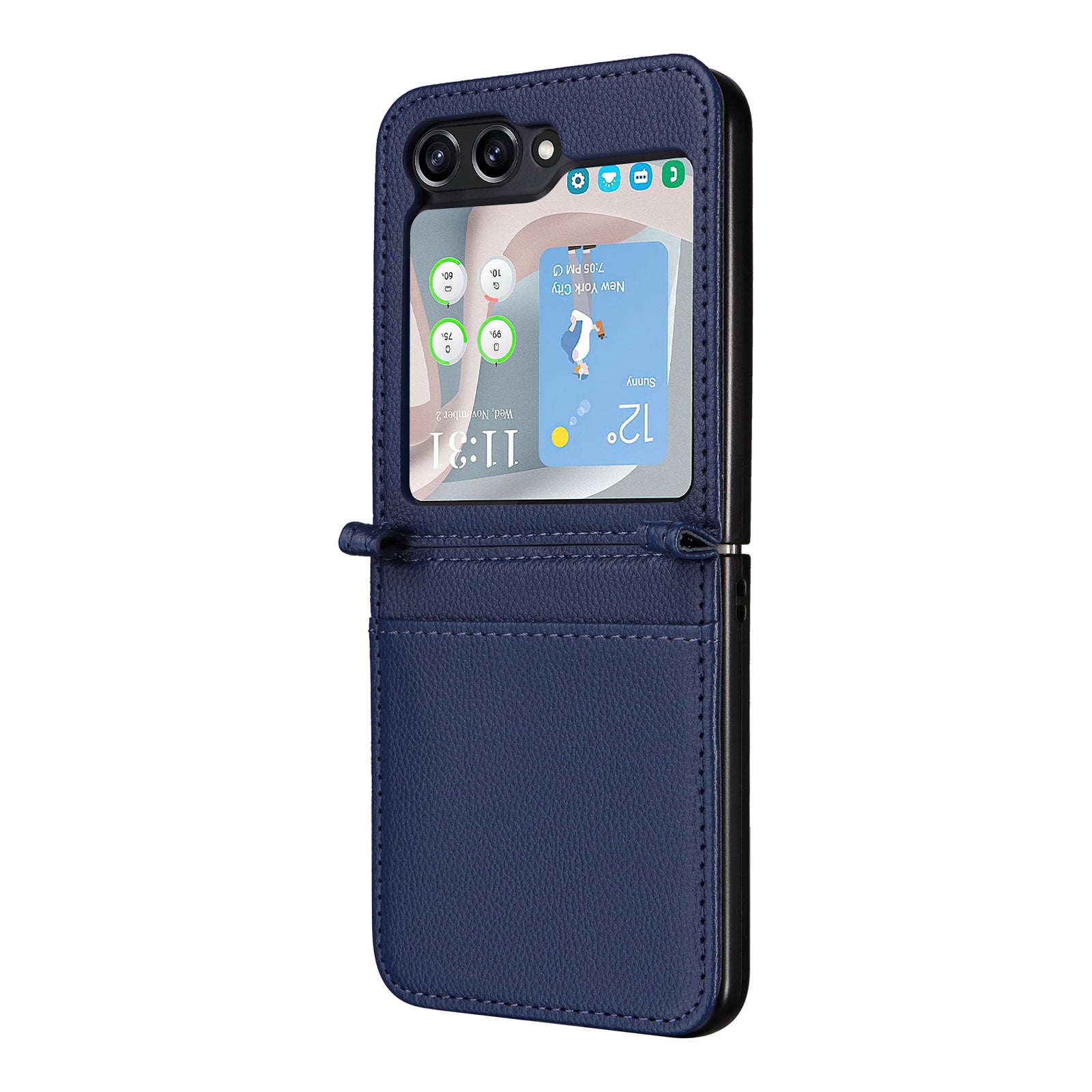 Pro Samsung Galaxy Z Flip5 5G Litchi Texture Jednodílné pouzdro na telefon PU kožený kryt slotu PC karty