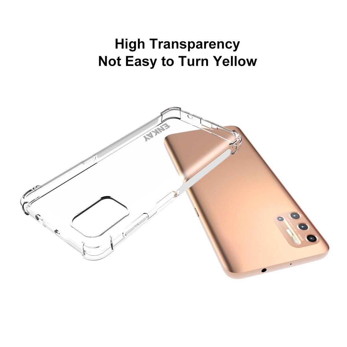 ENKAY HAT PRINCE Shockproof Clear TPU Case Full Covering Tempered Glass Protector for Motorola Moto G9 Plus