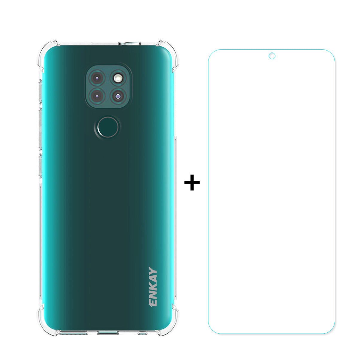 ENKAY HAT PRINCE Anti-slip Clear Phone Case with 0.26mm 9H 2.5D Tempered Glass Protector for Motorola Moto G9 Play G9 (India)