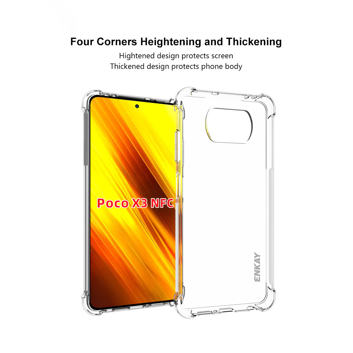 ENKAY ENK-PC0622 2 in 1 Clear TPU Case [Complete Cover] 0.26mm 9H 2.5D Tempered Glass Full Glue Screen Film for Xiaomi Poco X3 Poco X3 NFC