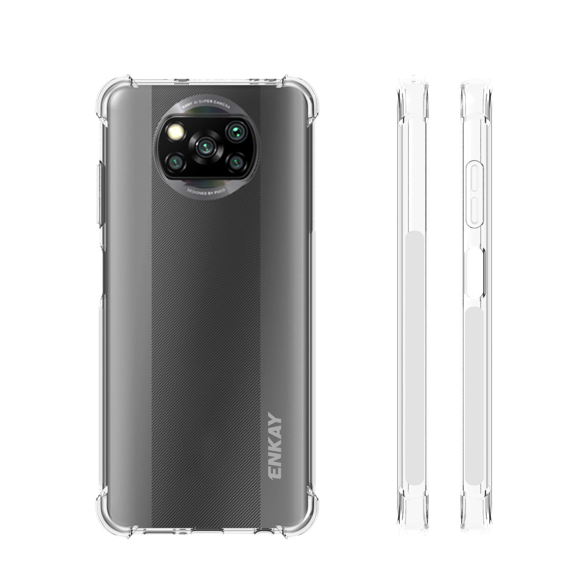 ENKAY ENK-PC0622 2 in 1 Clear TPU Case [Complete Cover] 0.26mm 9H 2.5D Tempered Glass Full Glue Screen Film for Xiaomi Poco X3 Poco X3 NFC