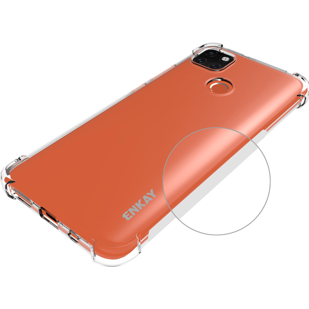 ENKAY ENK-PC0552 Anti-Drop Transparent TPU Thickening Four Corners Cover Case Complete Cover 0.26mm 9H 2.5D Full Glue Tempered Glass Screen Film for Xiaomi Redmi 9C Redmi 9C NFC