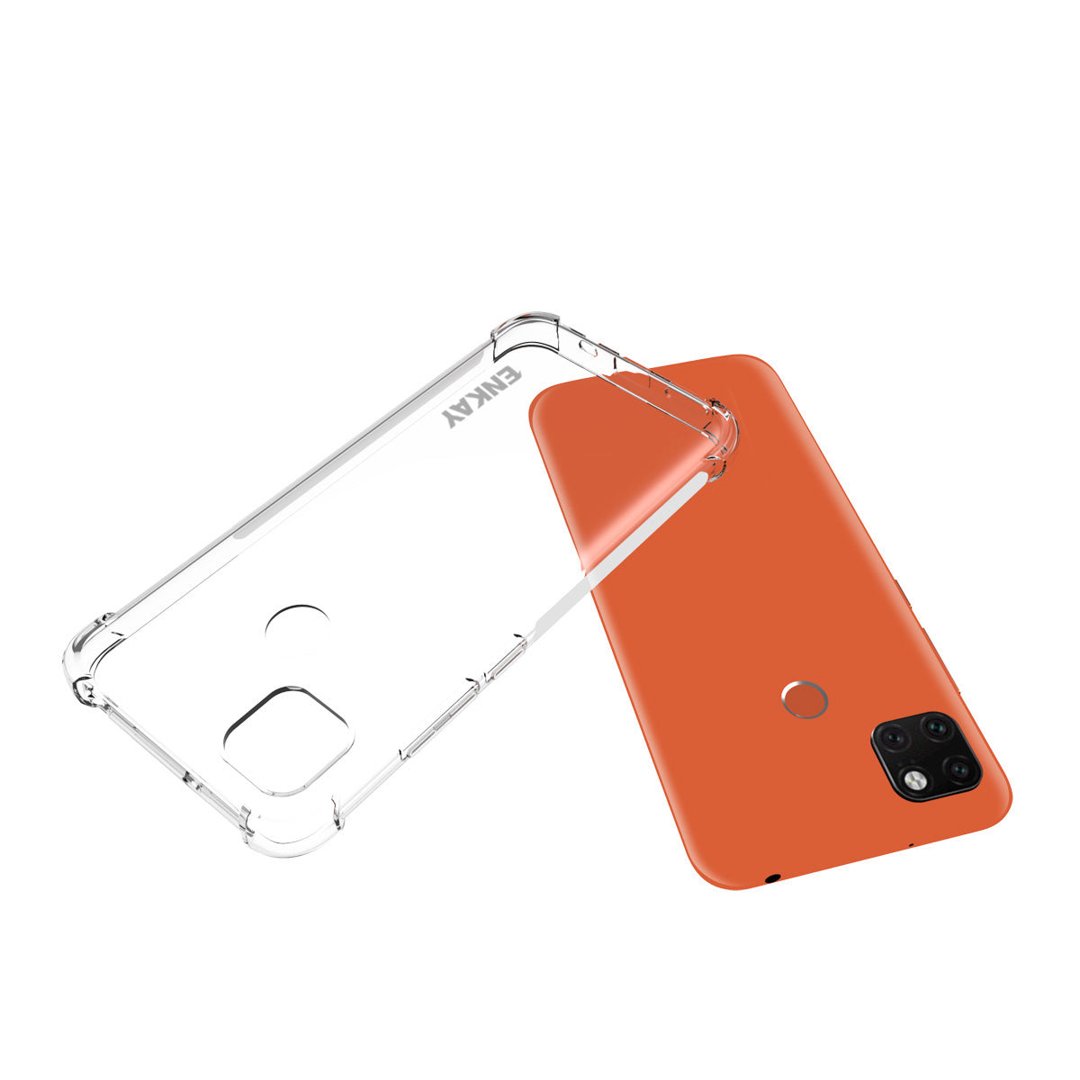 ENKAY ENK-PC0552 Anti-Drop Transparent TPU Thickening Four Corners Cover Case Complete Cover 0.26mm 9H 2.5D Full Glue Tempered Glass Screen Film for Xiaomi Redmi 9C Redmi 9C NFC