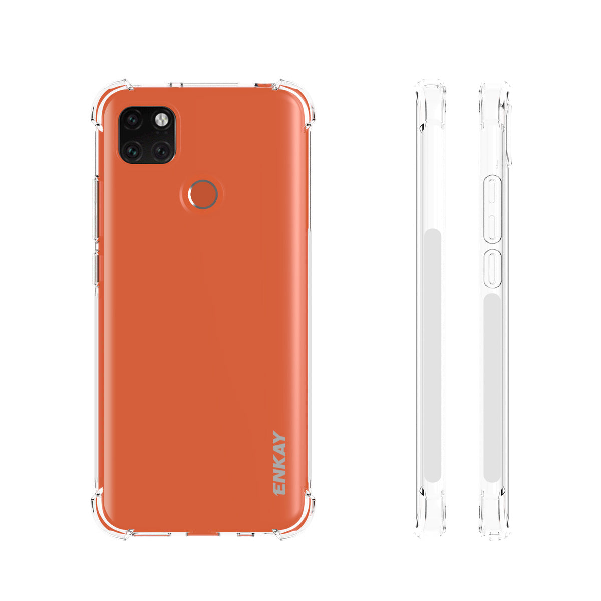ENKAY ENK-PC0552 Anti-Drop Transparent TPU Thickening Four Corners Cover Case Complete Cover 0.26mm 9H 2.5D Full Glue Tempered Glass Screen Film for Xiaomi Redmi 9C Redmi 9C NFC
