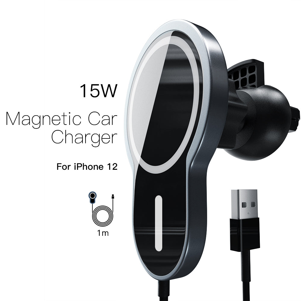 15W Wireless Magnetic Adsorbable Magsafe Fast Charging Car Air Vent Charger for iPhone 12 Pro Max