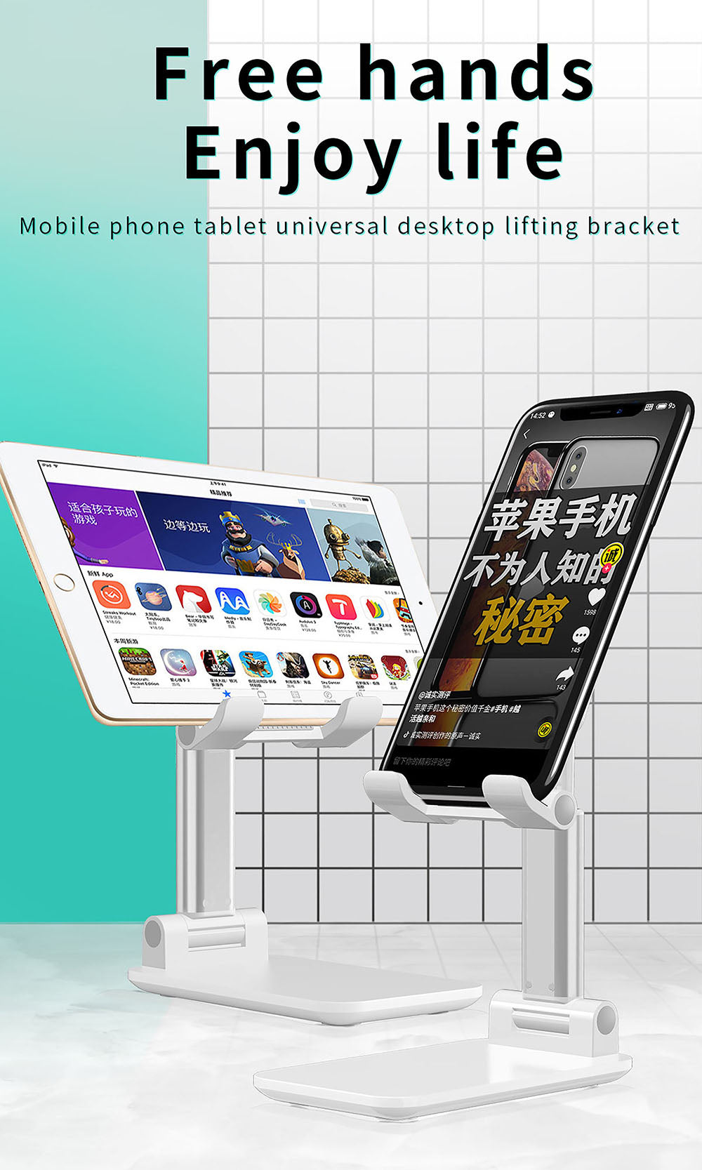 Foldable Desktop Phone Holder Tablet Stand Mobile Desk Stand Mobile Tablet Holder - Green