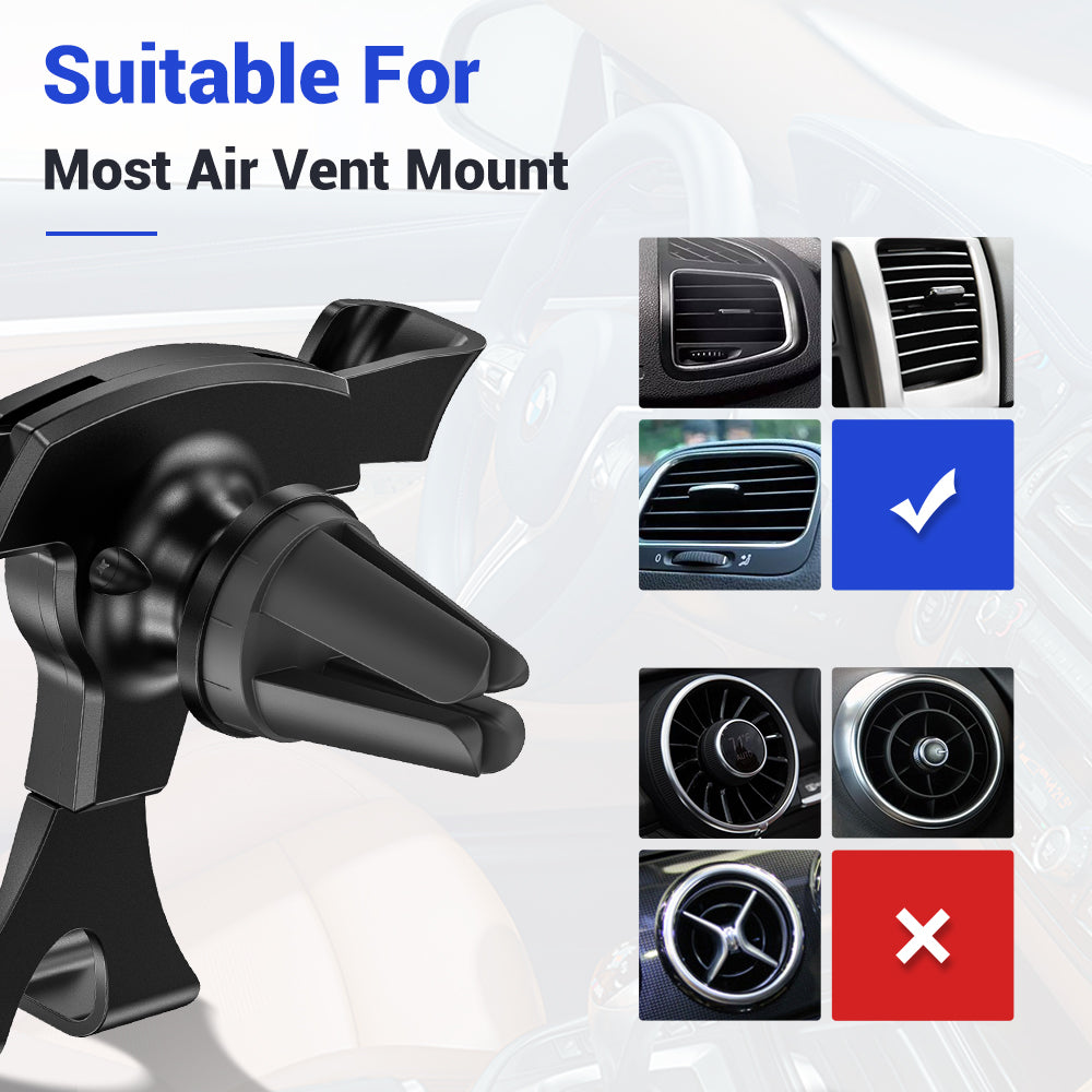 TOPK D12 Aluminium Alloy Gravity Car Air Vent Mount Car Phone Holder for iPhone Samsung Huawei Etc. - Black