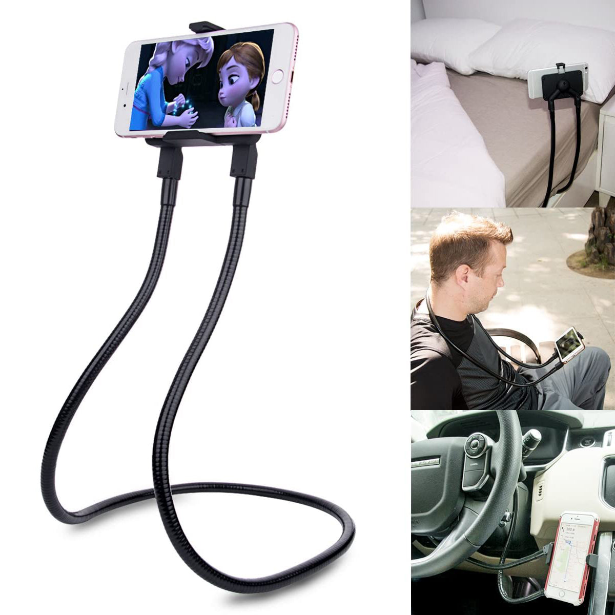 Universal Lazy Hanging Neck Phone Mount Stand Adjustable Alloy Necklace Cellphone Bracket Holder