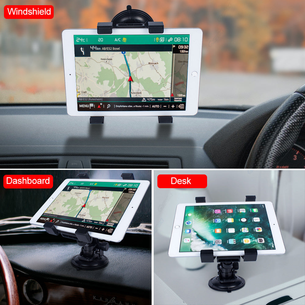 Car Dashboard Tablet Mount 360¡ã Rotation Windshield Suction Cup iPad Holder for 7-14inch Tablet