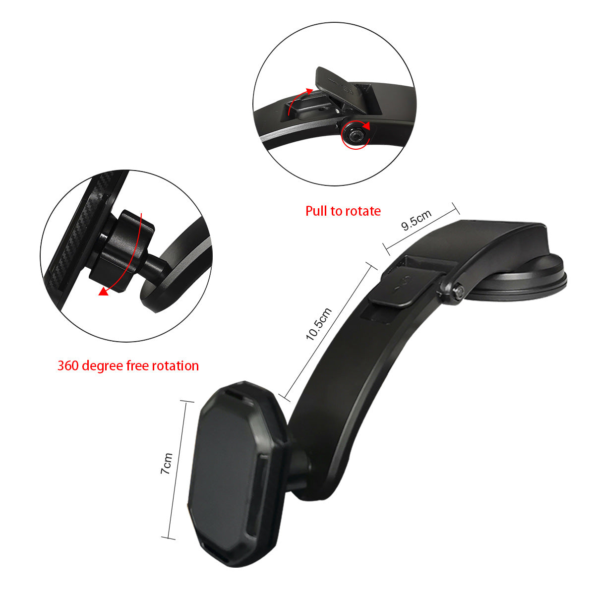 Car Dashboard Windshield Mount 360 Degree Rotatable Magnetic Phone Holder Stand