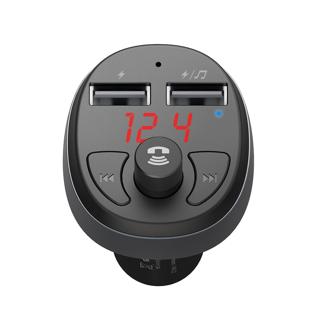 MCDODO CC-6880 Bluetooth FM Transmitter Car Charger Wireless Bluetooth FM Radio Adapter Music Player - Black
