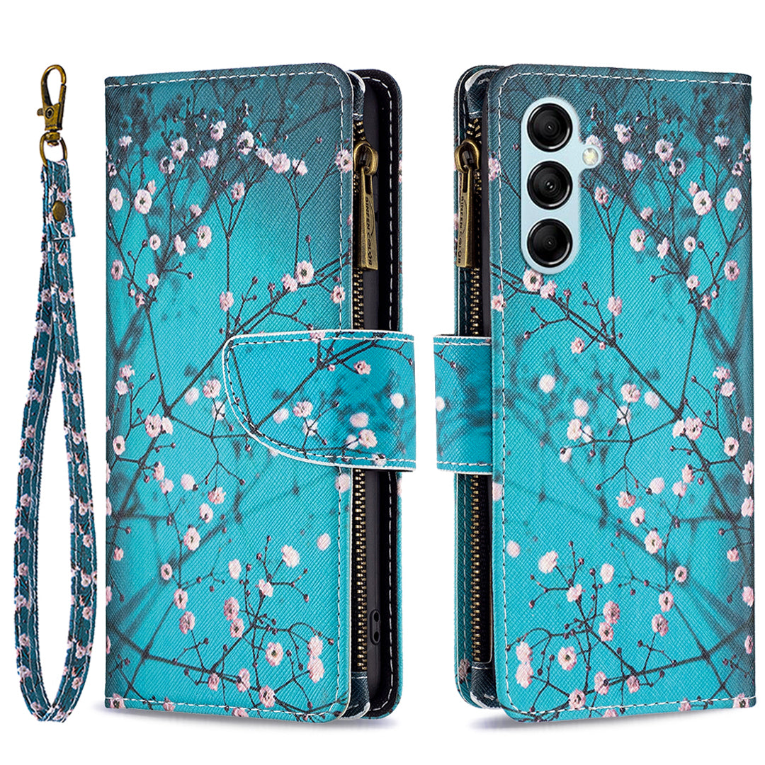 For Samsung Galaxy M14 5G BF03 Zipper Wallet Leather Phone Case Pattern Printing Wallet Stand Cover
