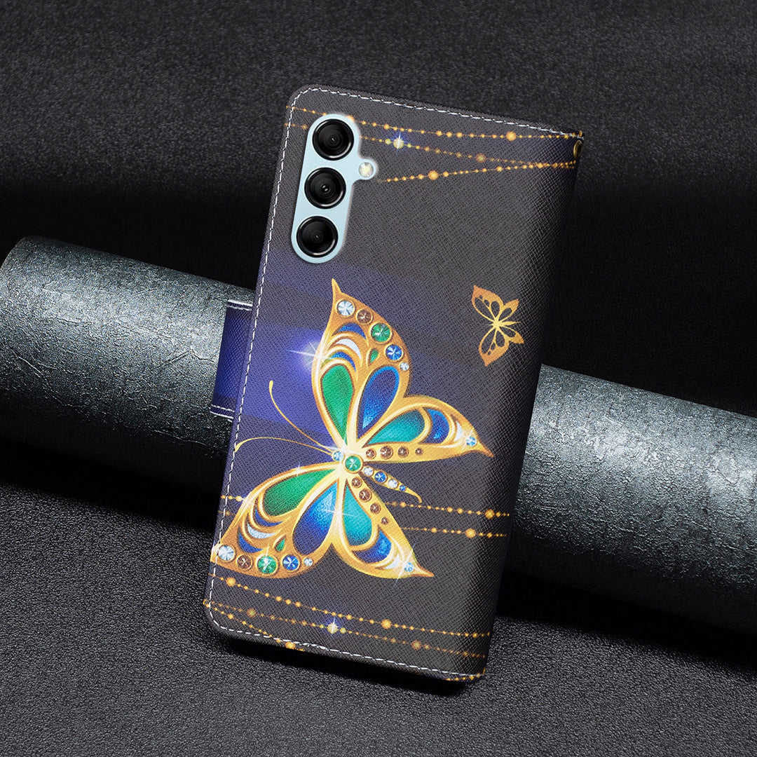 For Samsung Galaxy M14 5G BF03 Zipper Wallet Leather Phone Case Pattern Printing Wallet Stand Cover