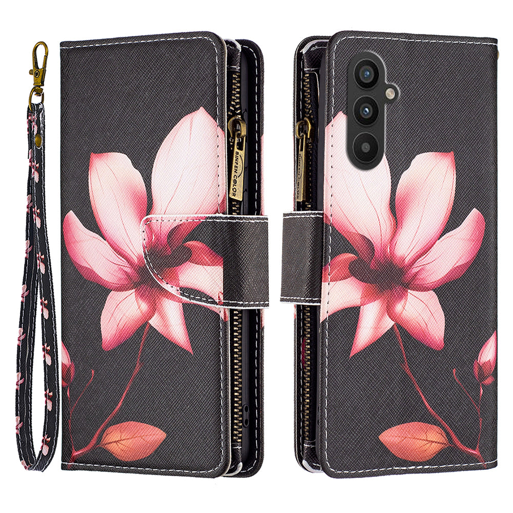For Samsung Galaxy A24 4G BF03 Leather Wallet Phone Case Zipper Pocket Pattern Printing Folding Stand Cover