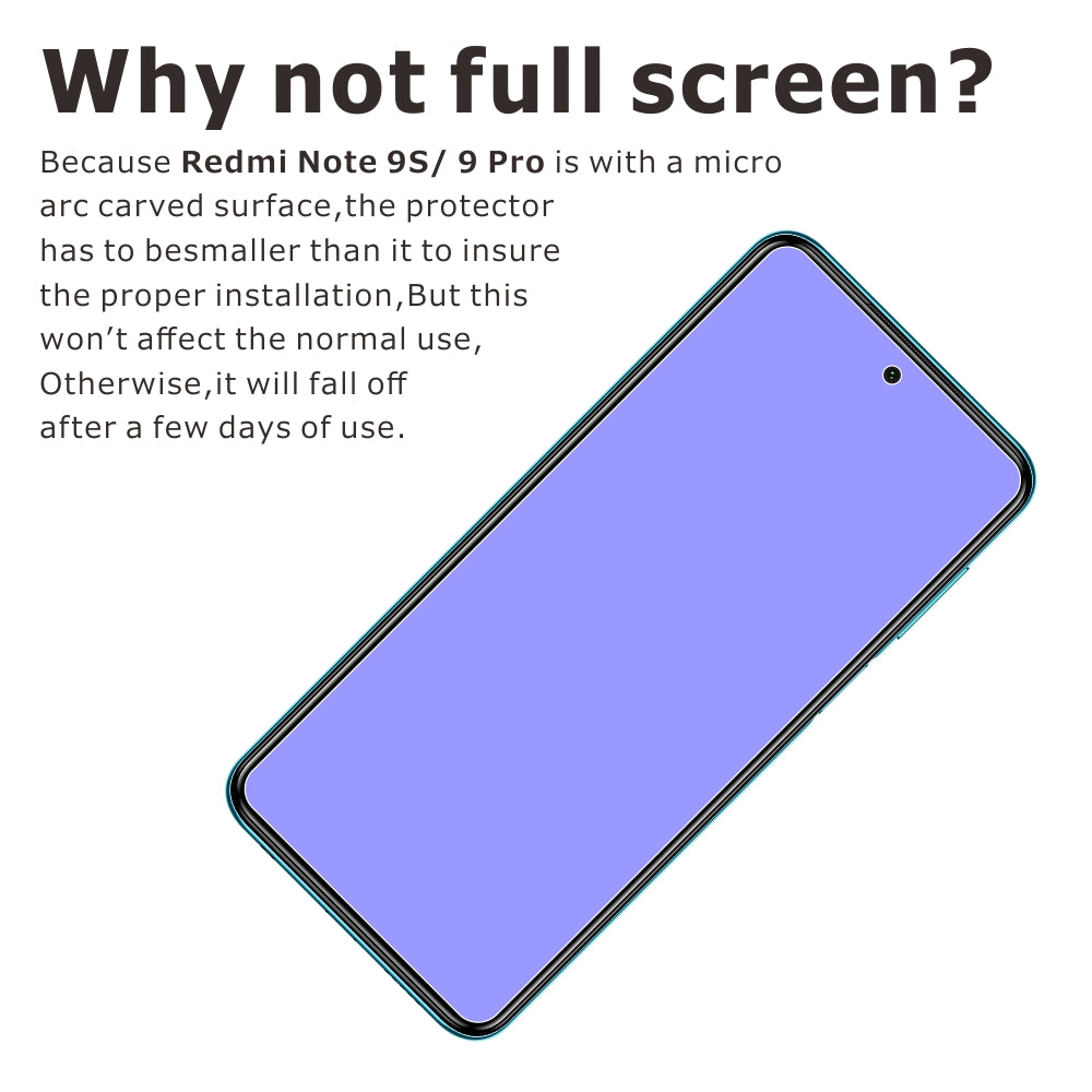 2Pcs Set ITIETIE 2.5D 9H Tempered Glass Screen Film for Xiaomi Redmi Note 9S Redmi Note 9 Pro Redmi Note 9 Pro Max