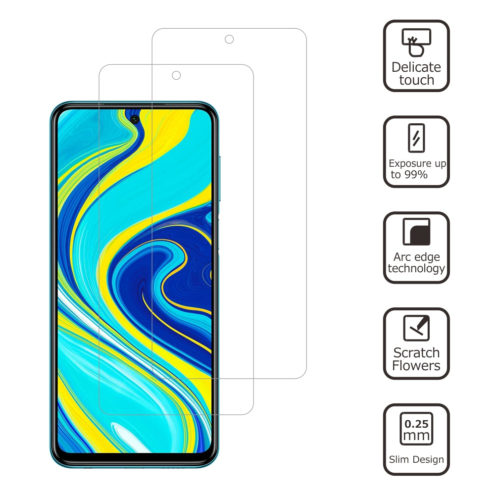 2Pcs Set ITIETIE 2.5D 9H Tempered Glass Screen Film for Xiaomi Redmi Note 9S Redmi Note 9 Pro Redmi Note 9 Pro Max