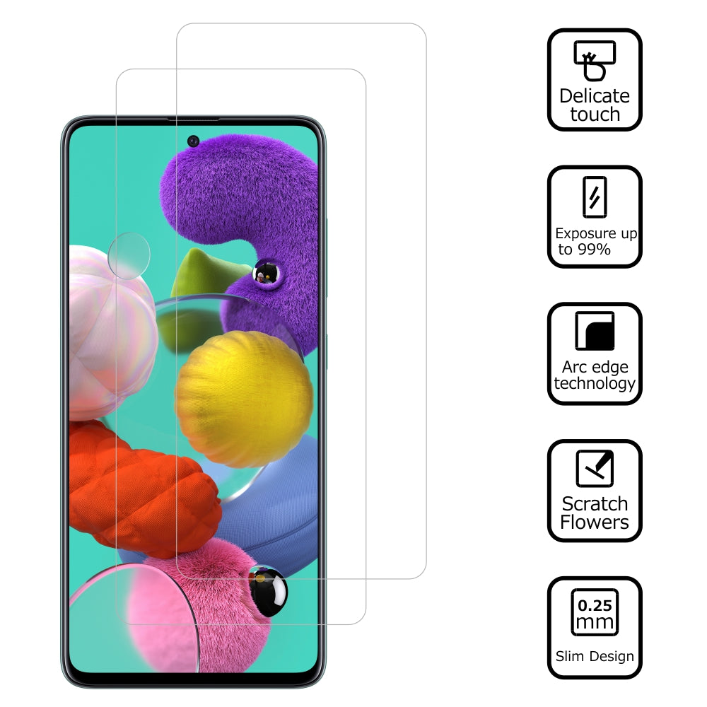 Sada 2 kusů Ochranná fólie z tvrzeného skla ITIETIE 2.5D 9H pro Samsung Galaxy A51 SM-A515