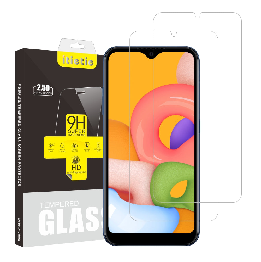 2Pcs Set ITIETIE 2.5D 9H Tempered Glass Screen Guard Film for Samsung Galaxy A01