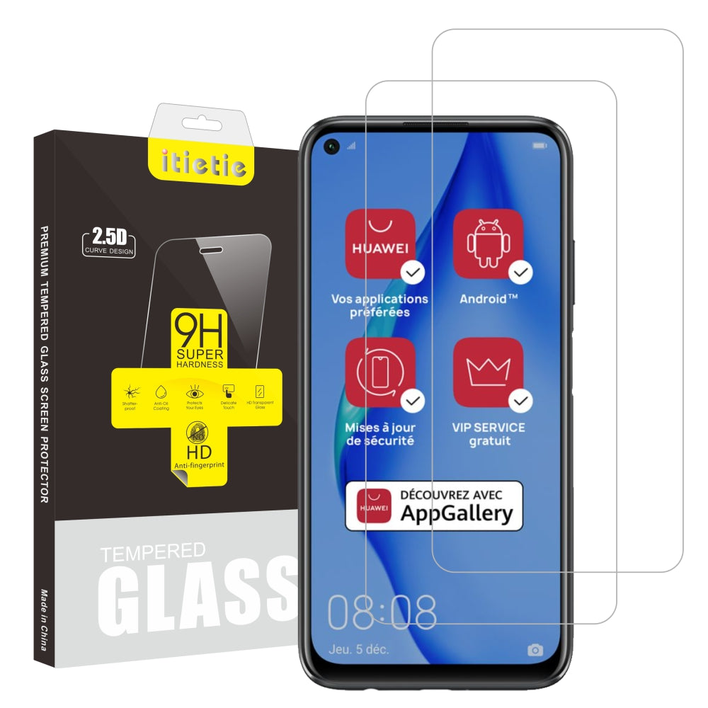 2Pcs Set ITIETIE 2.5D 9H Tempered Glass Screen Film for Huawei P40 lite nova 6 SE Nova 7i
