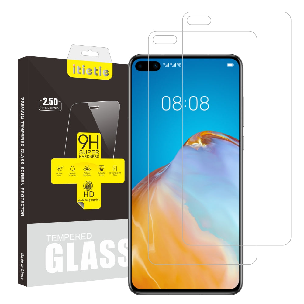 2Pcs Set ITIETIE 2.5D 9H Tempered Glass Screen Protector for Huawei P40