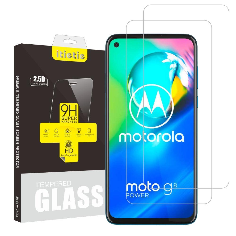 2Pcs Set ITIETIE 2.5D 9H Tempered Glass Screen Protector Film for Motorola Moto G8 Power