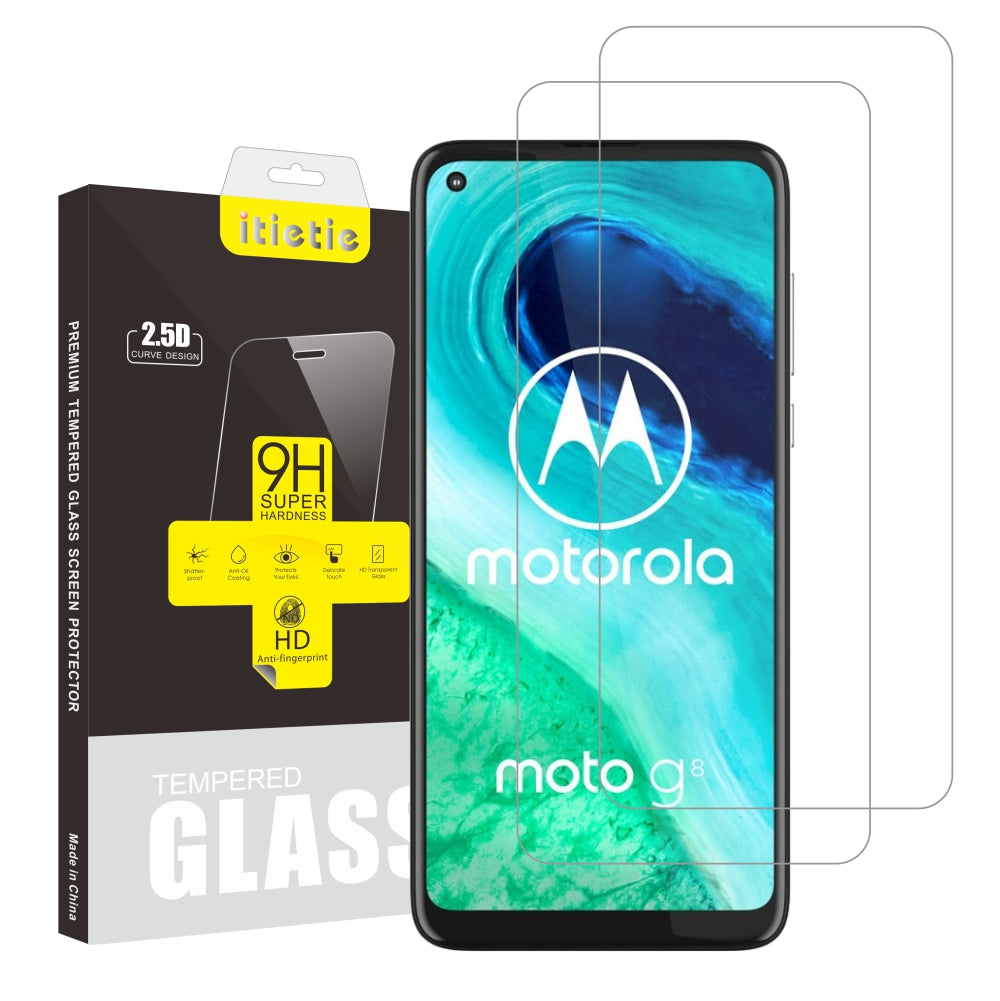 2Pcs Set ITIETIE 2.5D 9H Tempered Glass Screen Protector for Motorola Moto G8