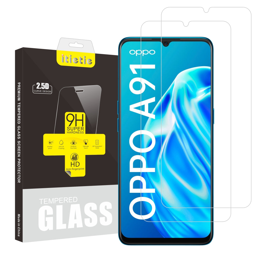 2Pcs Set ITIETIE 2.5D 9H Tempered Glass Screen Protection Film for OPPO A91