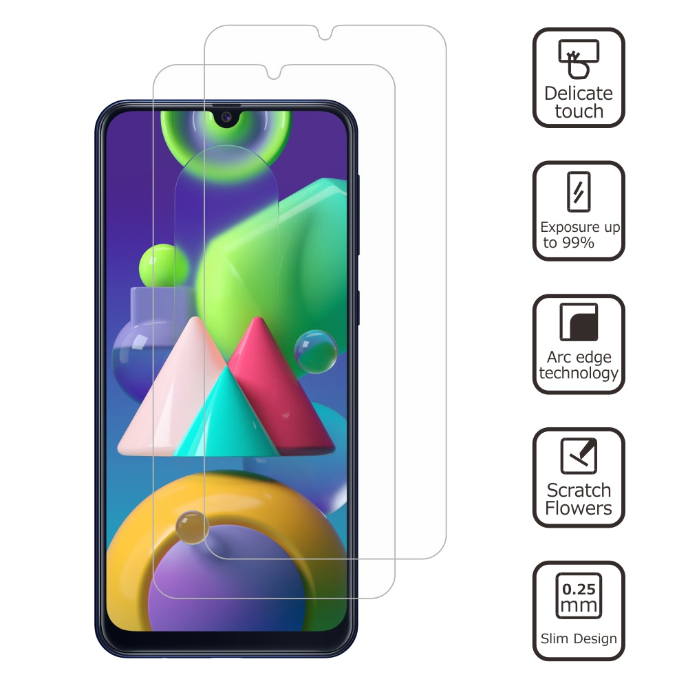 Sada 2 kusů ITIETIE 2.5D 9H ochranná fólie na displej z tvrzeného skla pro Samsung Galaxy M21