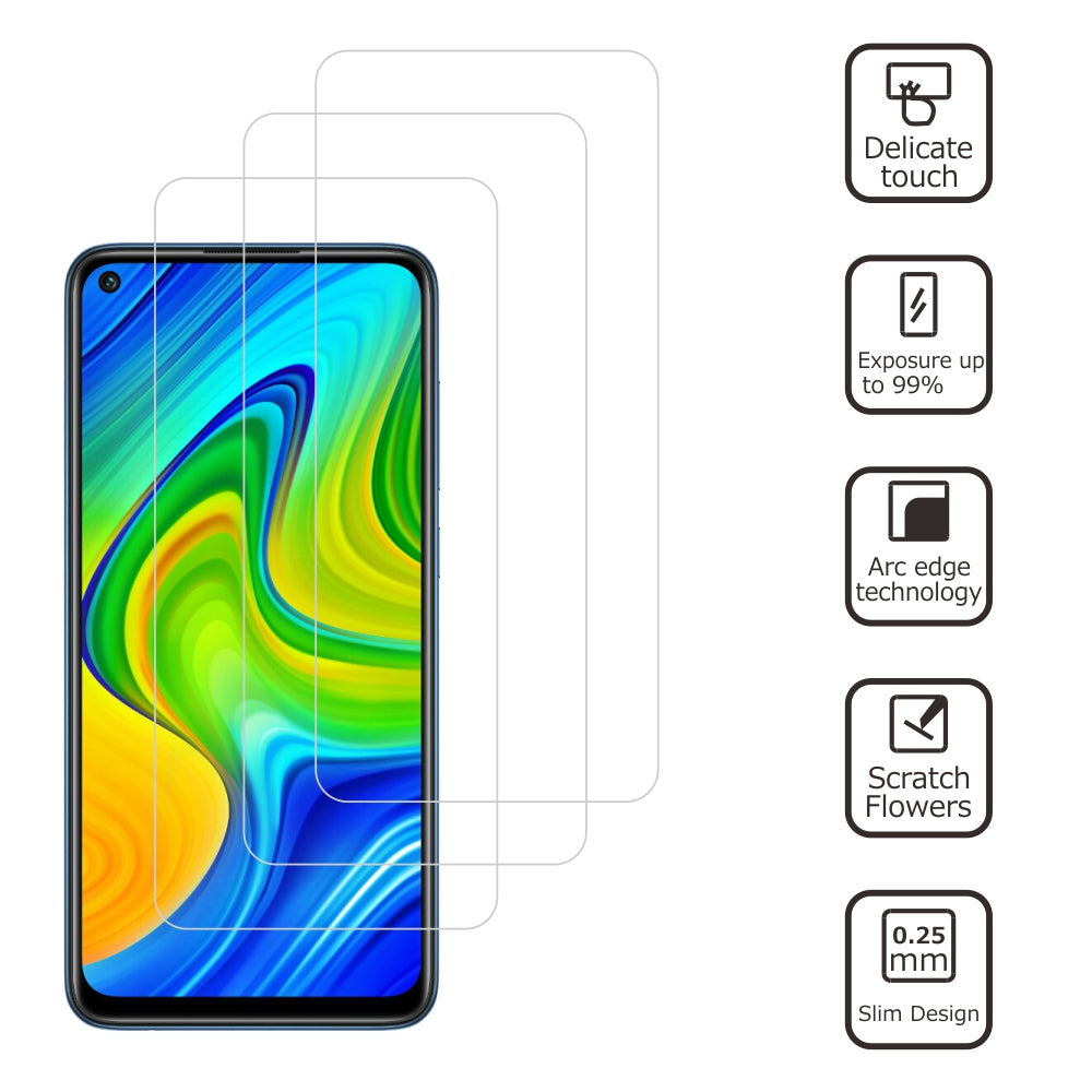 ITIETIE 2Pcs Set ITIETIE 2.5D 9H Tempered Glass Screen Film for Xiaomi Redmi Note 9 Redmi 10X 4G
