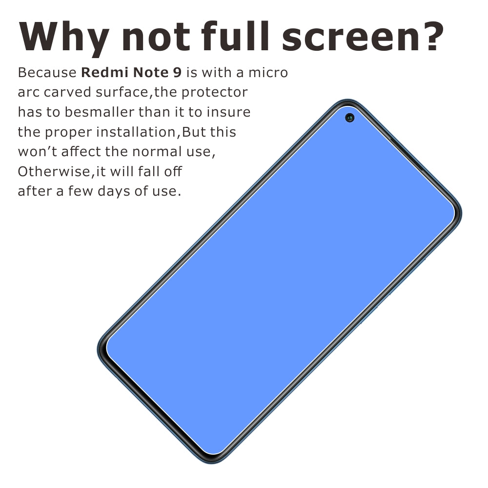 ITIETIE 2Pcs Set ITIETIE 2.5D 9H Tempered Glass Screen Film for Xiaomi Redmi Note 9 Redmi 10X 4G