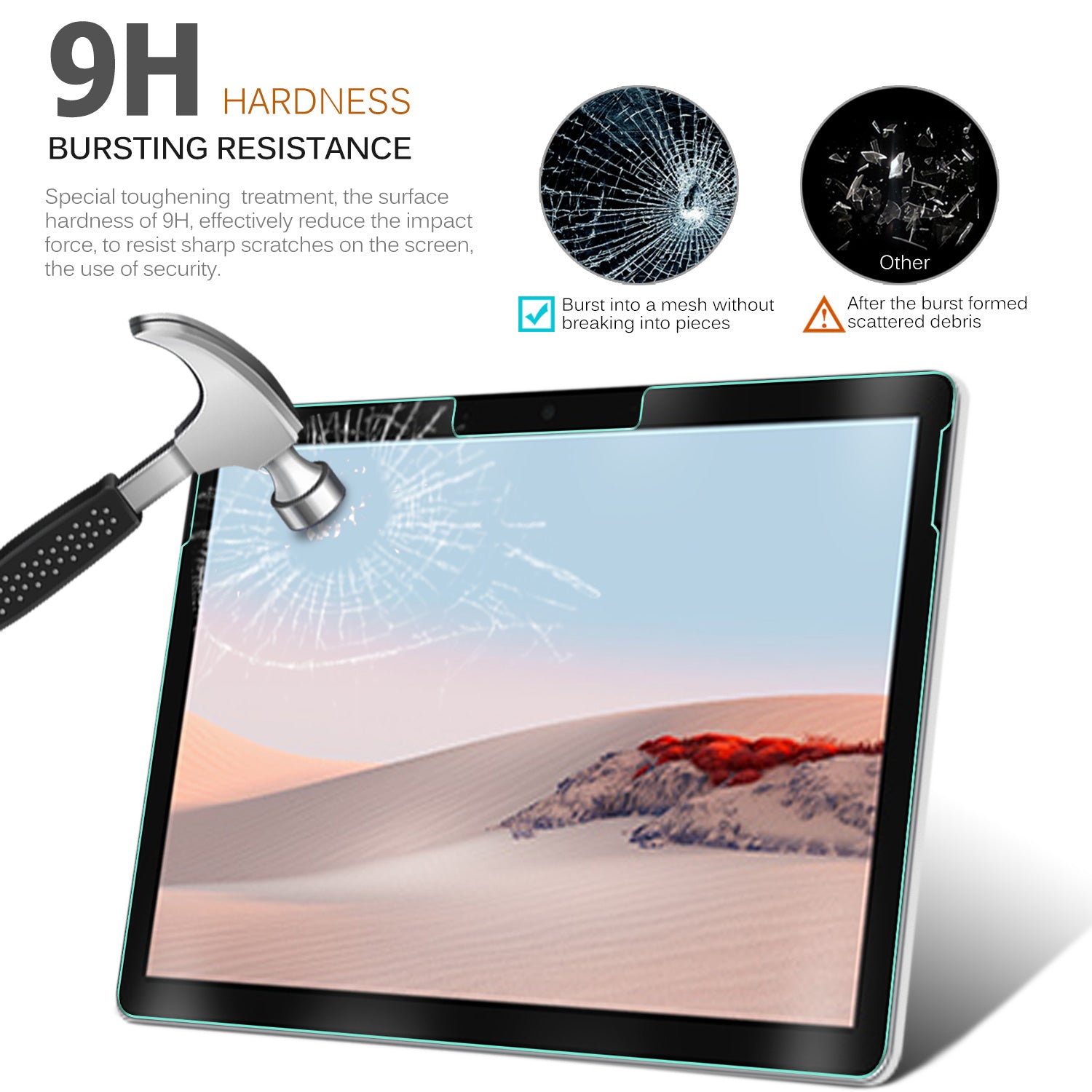 For Microsoft Surface Go 2 3 Tempered Glass Screen Protector Full Cover Anti-Scratch Arc Edge Film