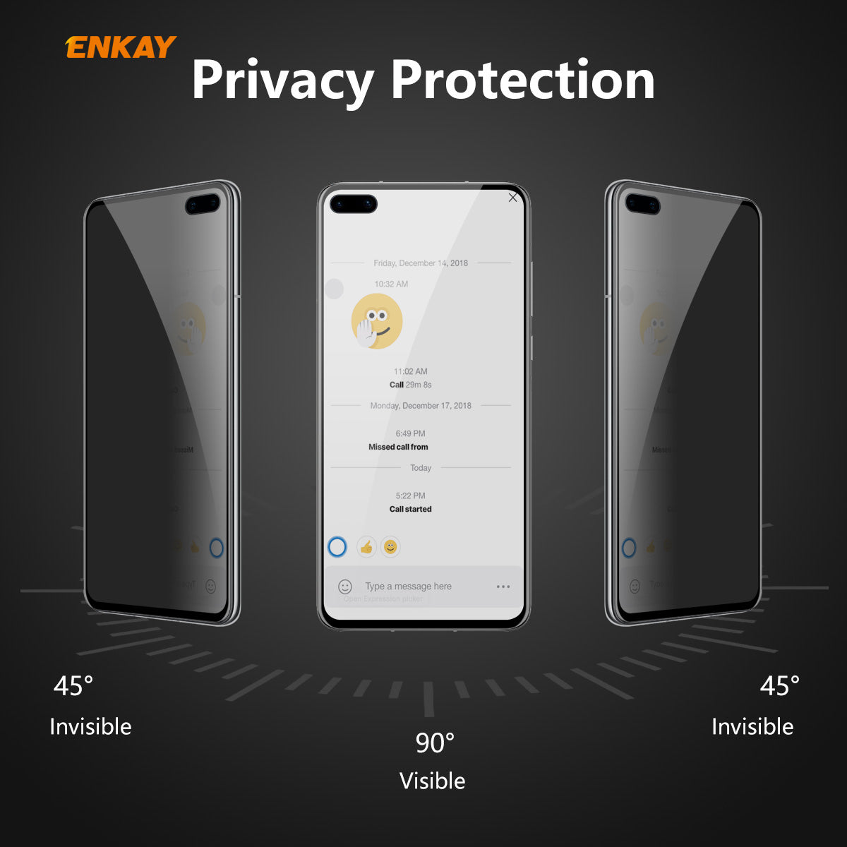 HAT PRINCE 0.26mm 9H 6D Full Screen Anti-Spy Tempered Glass Screen Protector for Huawei P40