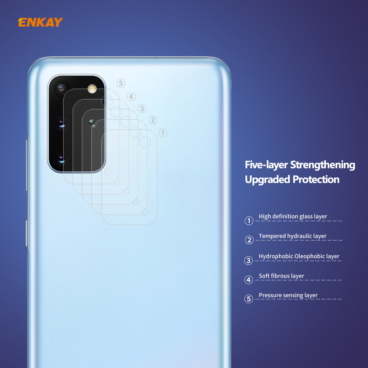 ENKAY HAT PRINCE 0,2 mm 9H 2,15D Tvrzené sklo Chrániče objektivu fotoaparátu [Arc Edge] pro Samsung Galaxy S20 Plus
